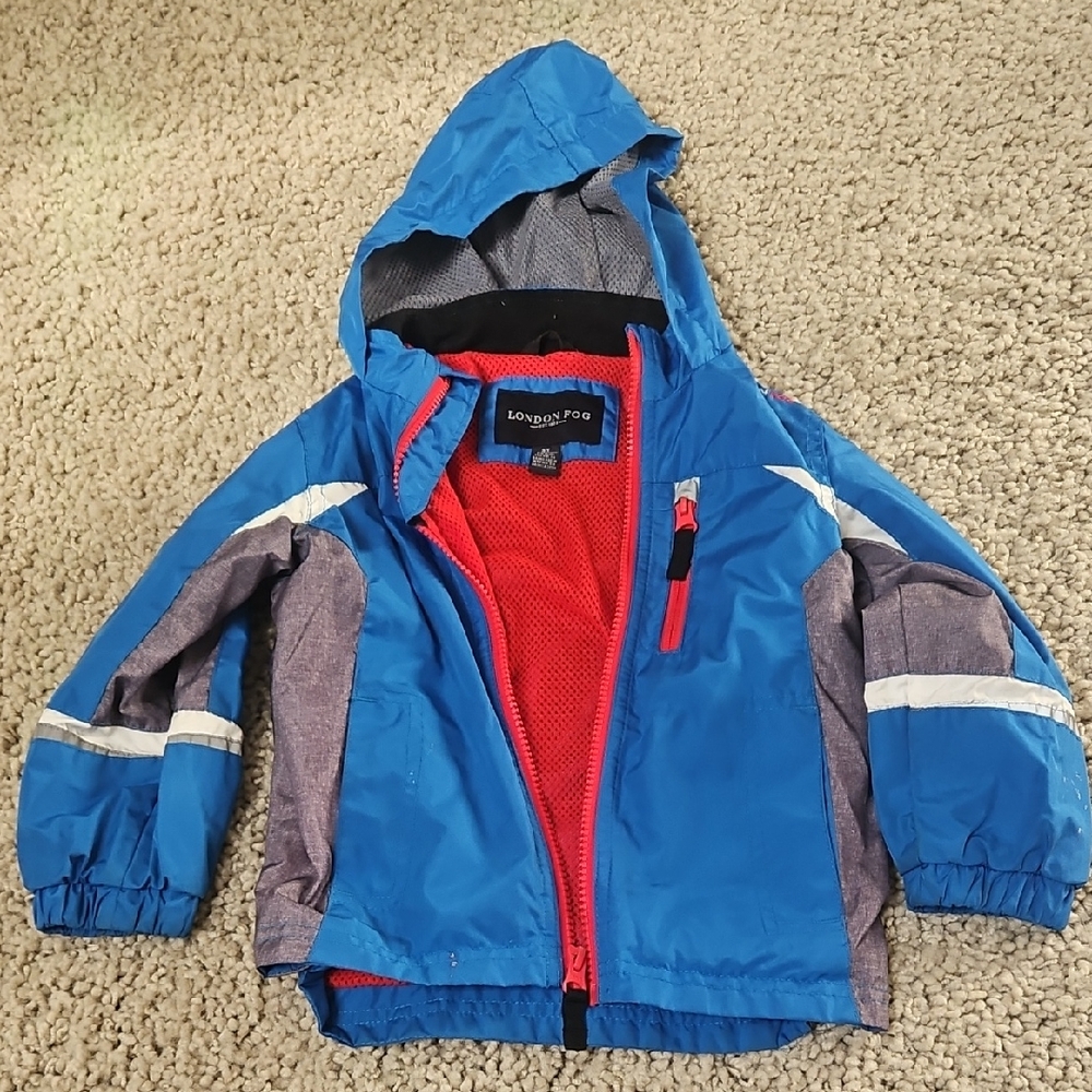 London Fog Blue and Gray Kids Raincoat